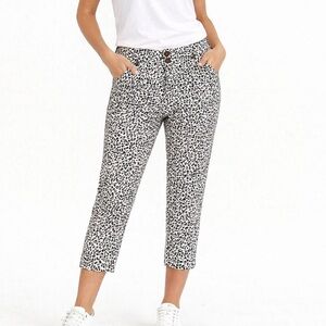 Sabrina Lauren Leopard Print Cropped Pants Petite 8 Stretch Animal Print
